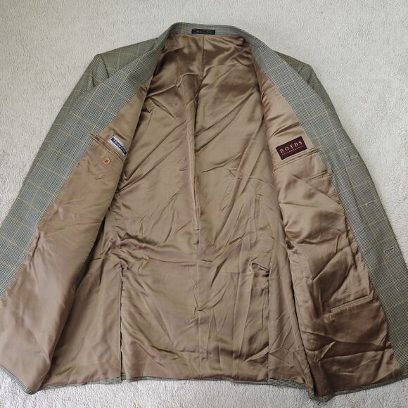 Boyds Trussini Blazer Men 46L Gray Houndstooth Wool 3 Button Italy Vintage - Picture 5 of 12